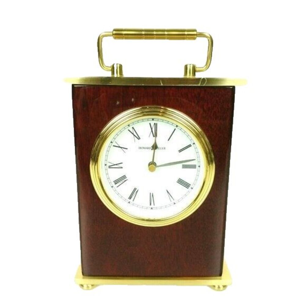 Howard Miller Rosewood Mantel Desktop Shelf Clock Wood Veneer Brass
